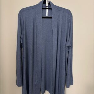 Soma NWT Lightweight Rib Knit Long Sleeve Blue Open Front Wrap -Size L/XL